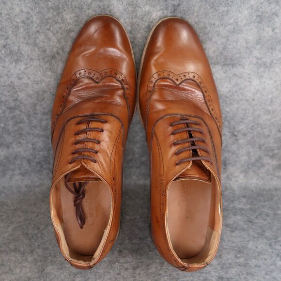 W Collection Shoes Mens 7.5 Oxford Dress Leather Classic Formal Wingtip Brown - Picture 7 of 16
